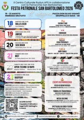 FESTA PATRONALE DI SAN BARTOLOMEO 2026